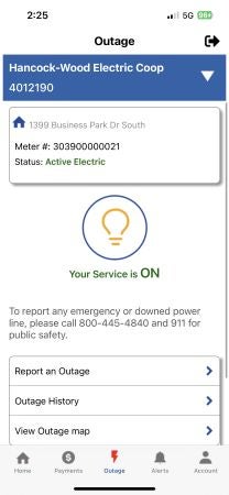 Outage screen